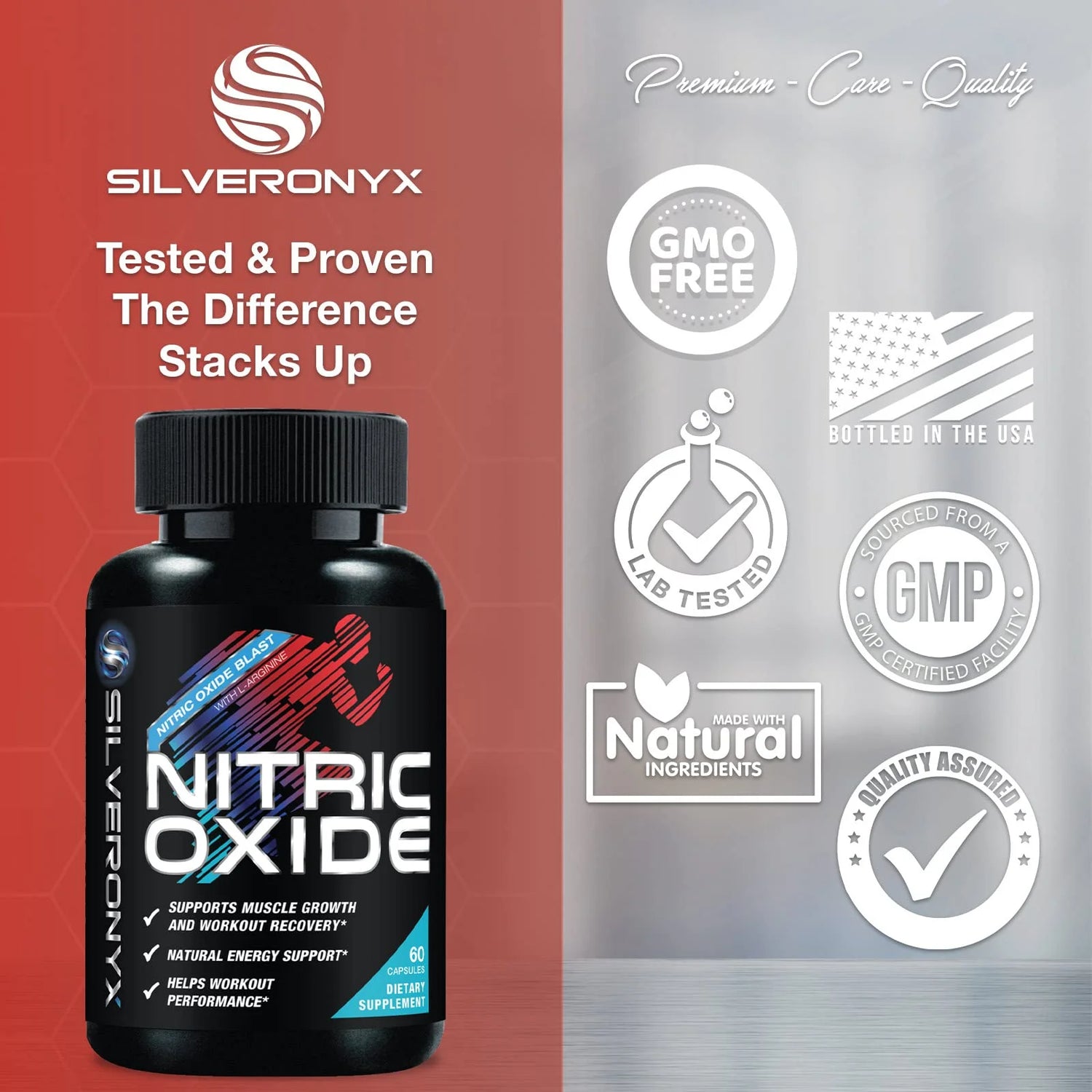 Extra Strength Nitric Oxide Supplement 3X Strength L Arginine, Citrulline Malate, AAKG, Beta Alanine - Premium Muscle Supporting Nitric Booster - Natural Energy & Heart Health Support - 60 Capsules