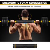 66 Lbs Adjustable Weight Dumbbell Barbell Set, 4-In-1 Free Weight Combination with Curved Bar Connector for Women Men Workout Fitness, Yellow