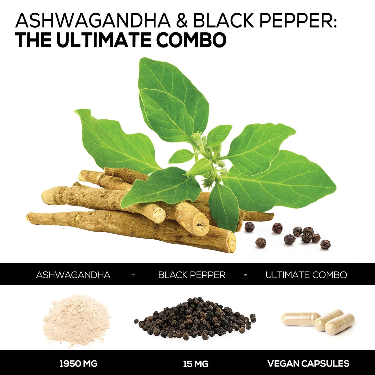 Organic Ashwagandha 1,950 Mg - Extra Strength Unwind, Calm & Relax Support with Bioperine - Natural Focus & Energy Support Supplement - Nature&