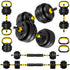 66 Lbs Adjustable Weight Dumbbell Barbell Set, 4-In-1 Free Weight Combination with Curved Bar Connector for Women Men Workout Fitness, Yellow